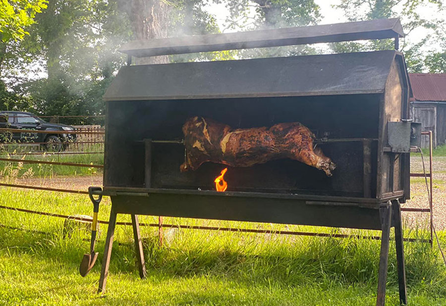 Outdoor event catering hog roast